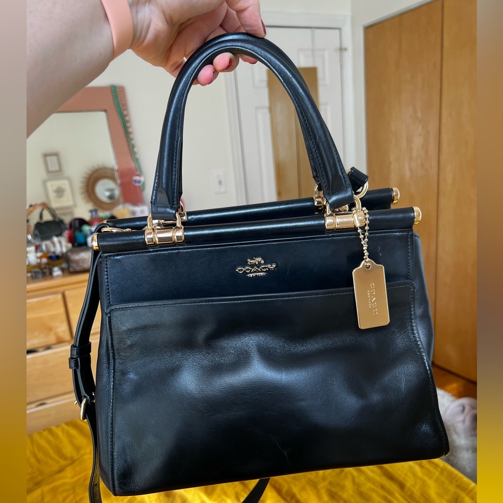 COACH 31916 Grace Leather Satchel Purse in Black